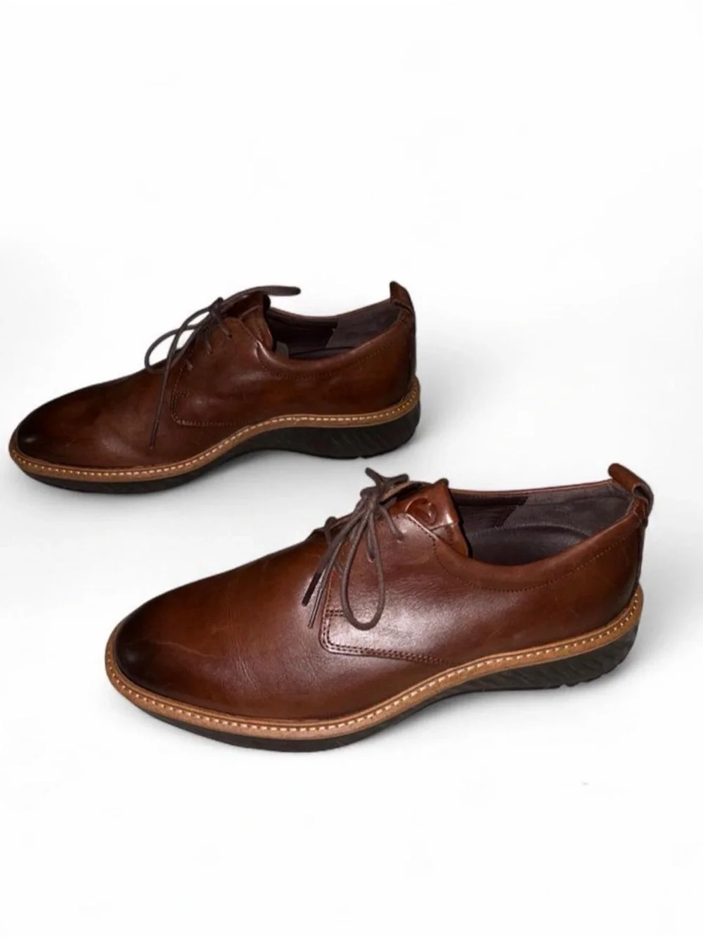 ECCO ST.1 Hybrid Toe Men’s Cognac Leather Oxford Dress Shoes, Size 7-7.5/ EU 41